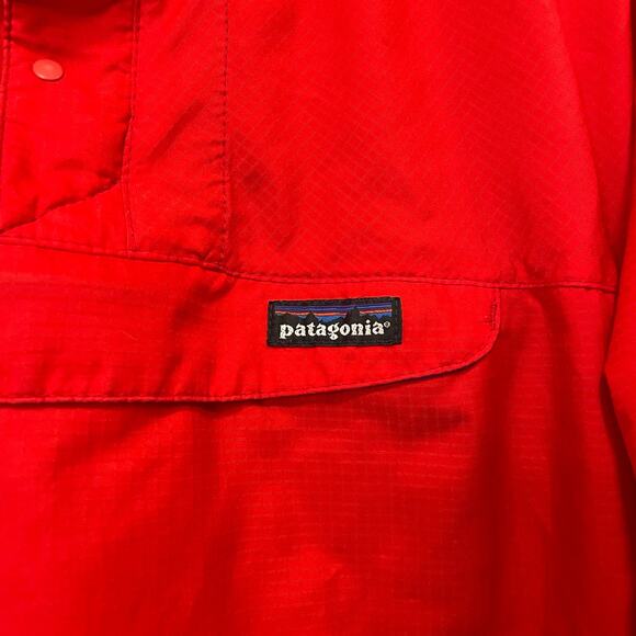 Vintage 90's Patagonia Red Windbreaker Anorak Half Button Snap Size Small - Picture 5 of 11